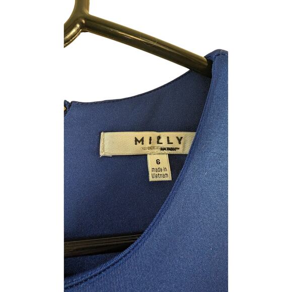 Milly Blue sleeveless scuba blue drip dress size 6 - Picture 3 of 4